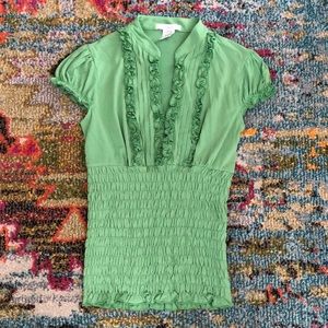 Charlotte Russe Green V-Neck Blouse